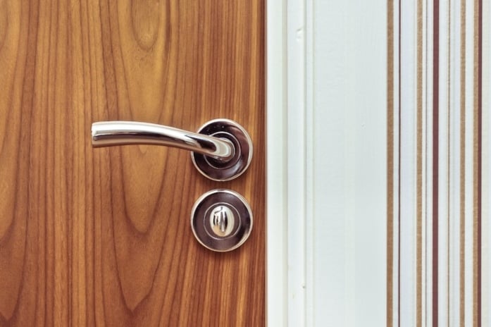 Chrome bathroom door handle