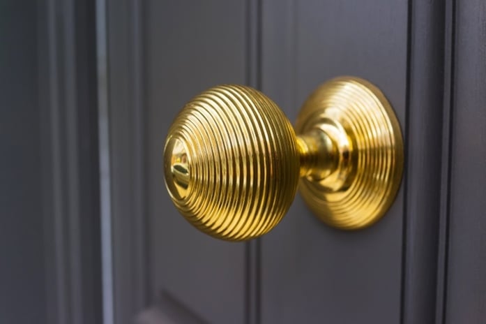 Polished brass door knob